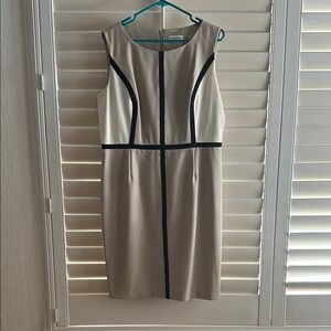 Calvin Klein khaki and cream dress.  Size 14.